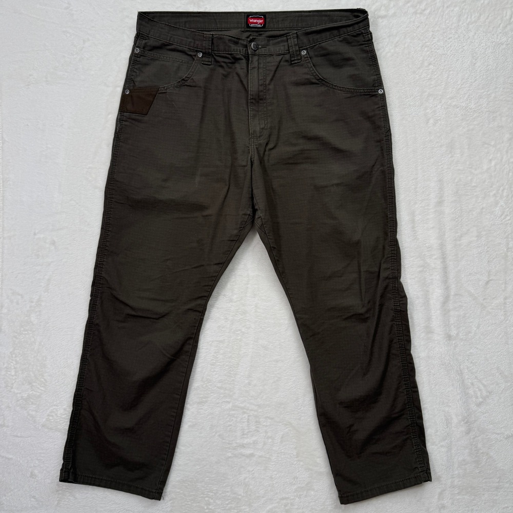 Wrangler Workwear Pants Mens Olive Green Ripstop Utility Straight Leg